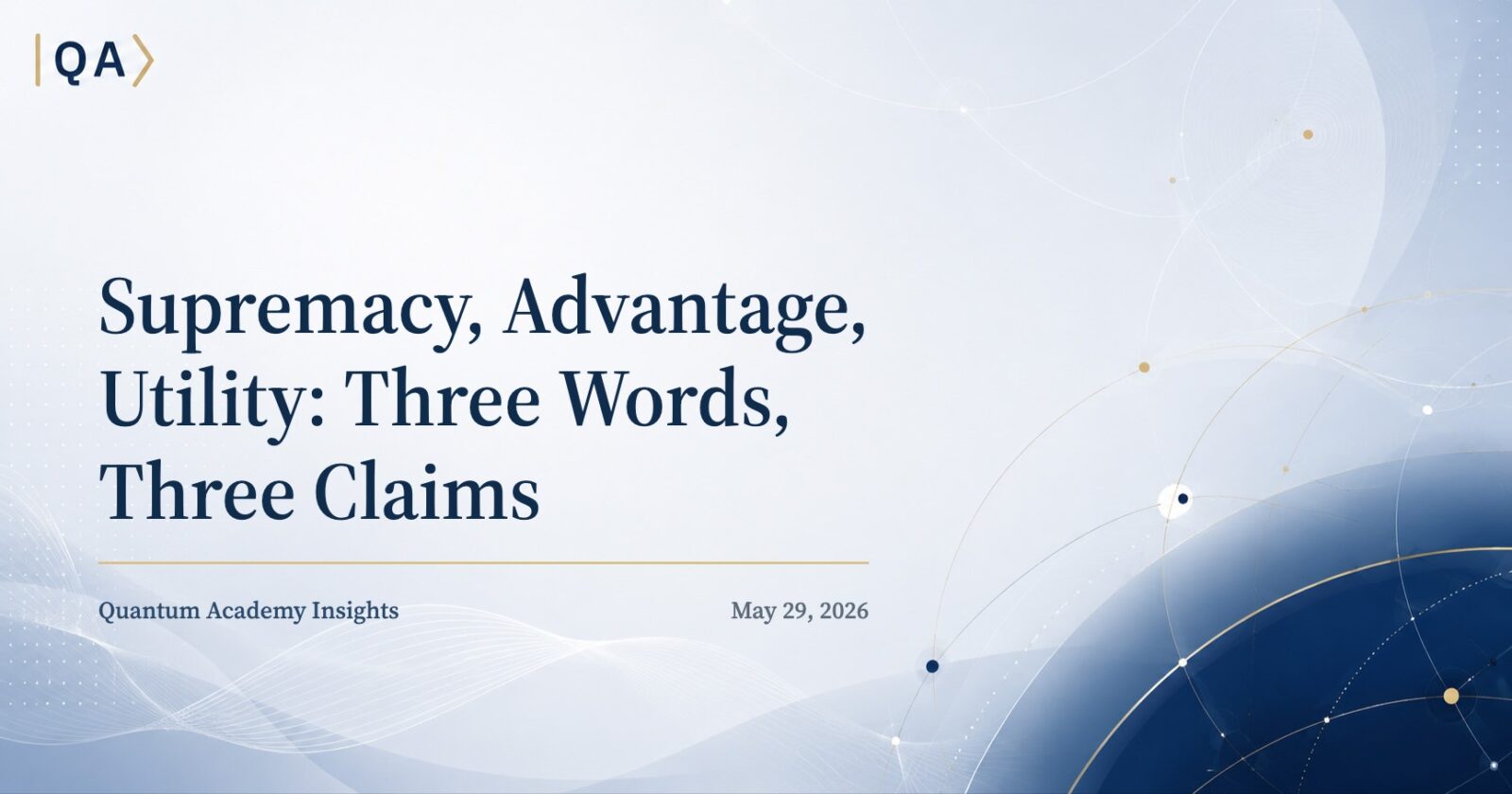 Supremacy, Advantage, Utility: Three Words, Three Claims
