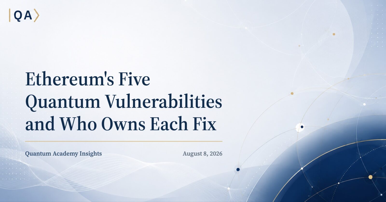 Ethereum’s Five Quantum Vulnerabilities and Who Owns Each Fix