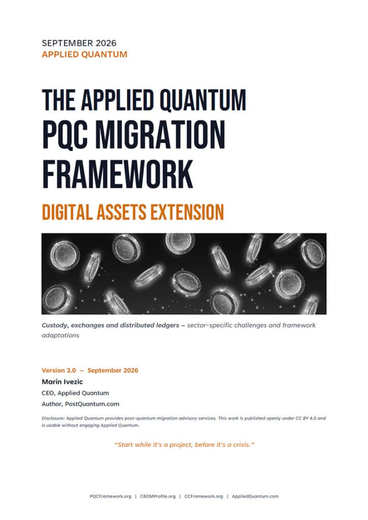 Cover of the Applied Quantum PQC Migration Framework v3.0 Digital Assets Extension (PDF download)
