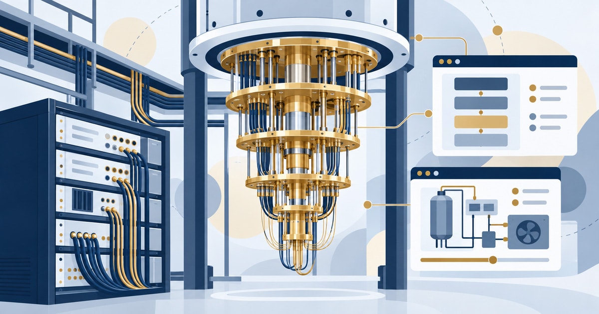 Building and Operating Quantum Computers: gold dilution refrigerator, control electronics racks and cabling