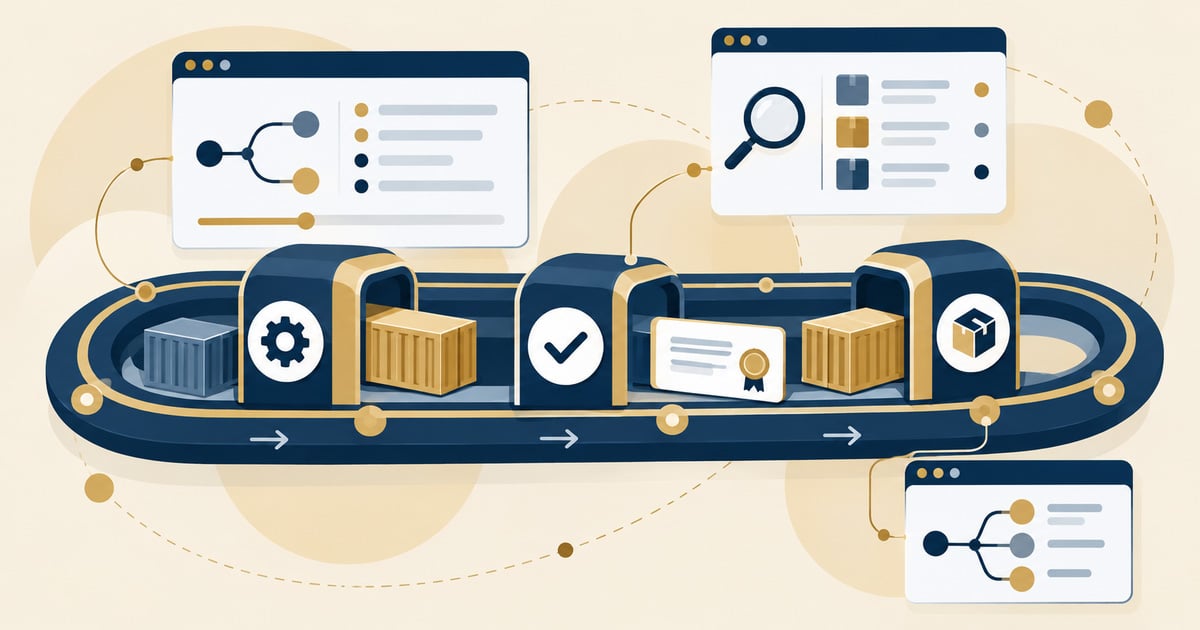 PQC Migration for DevSecOps: CI/CD pipeline loop moving containers through build, scan, test and certificate stages