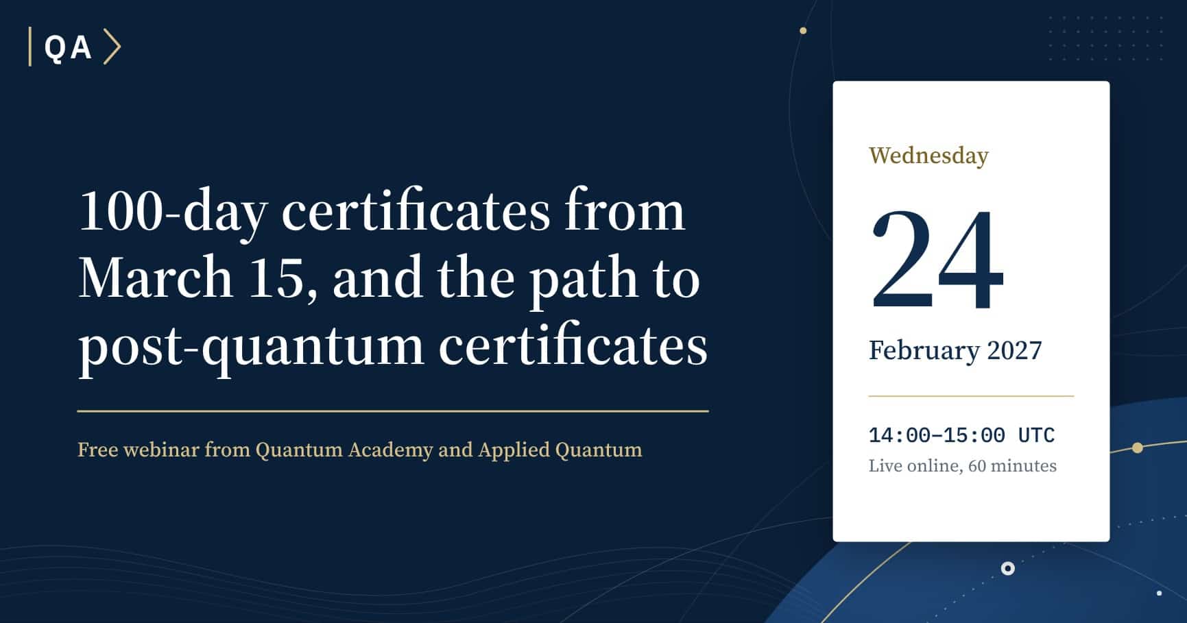 Quantum Academy & Applied Quantum Webinar - 100-day certificates