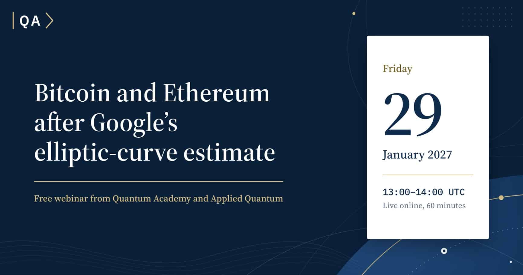 Quantum Academy & Applied Quantum Webinar - btc and eth pqc