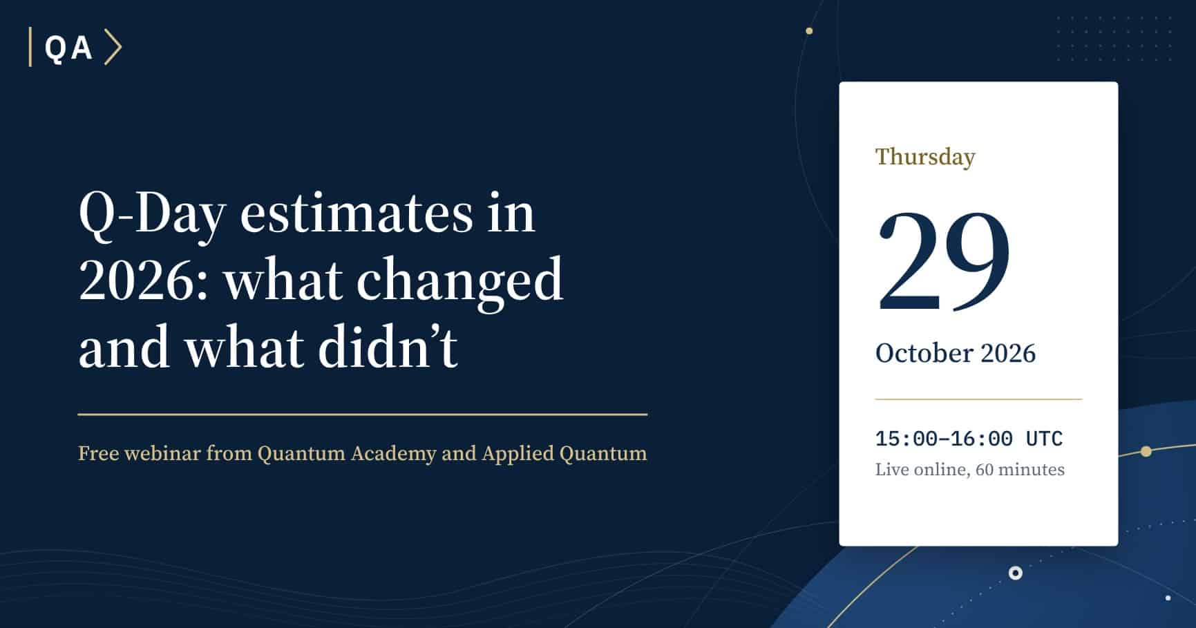 Quantum Academy & Applied Quantum Webinar - Q-Day Estimates in 2026